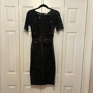 Byron Lars Black Lace Midi Dress NWT